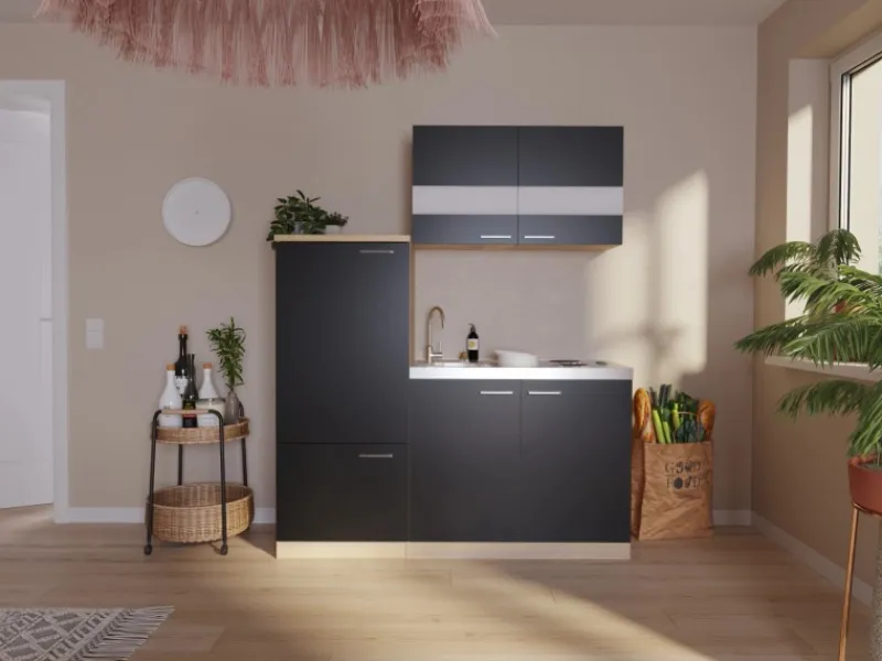 Respekta Miniküche KB160ESS 160 cm -Eiche Sonoma Sägerau Nachbildung< Pantryküchen|Miniküchen