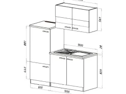 Respekta Miniküche KB160ESS 160 cm -Eiche Sonoma Sägerau Nachbildung< Pantryküchen|Miniküchen