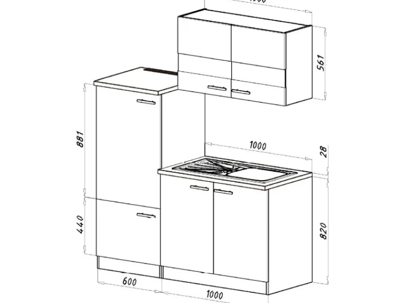 Respekta Miniküche KB160ESS 160 cm -Eiche Sonoma Sägerau Nachbildung< Pantryküchen|Miniküchen