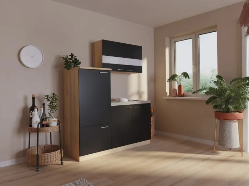 Respekta Miniküche KB160ESS 160 cm -Eiche Sonoma Sägerau Nachbildung< Pantryküchen|Miniküchen