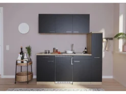 Respekta Miniküche KB180ESSC 180 cm Schwarz< Miniküchen|Single-Küchen