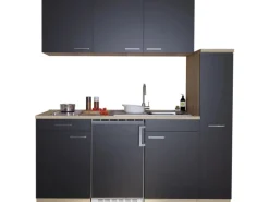 Respekta Miniküche KB180ESSC 180 cm Schwarz< Miniküchen|Single-Küchen