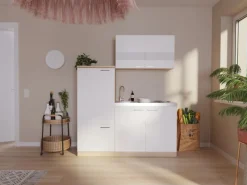 Respekta Single-Küchen|Pantryküchen<Miniküche KB160ESW 160 cm -Eiche Sonoma Sägerau Nachbildung