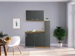 Respekta Miniküche MK130ESGOS 130 cm -Eiche Sägerau Nachbildung< Pantryküchen|Miniküchen