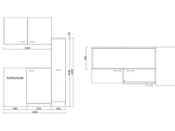 Respekta Miniküche MK130ESGOS 130 cm -Eiche Sägerau Nachbildung< Pantryküchen|Miniküchen
