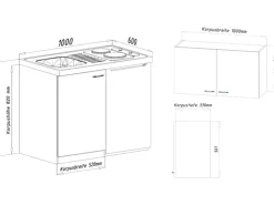 Respekta Single-Küchen|Pantryküchen<Miniküche MK100ESGOS 100 cm -Eiche Sägerau Nachbildung