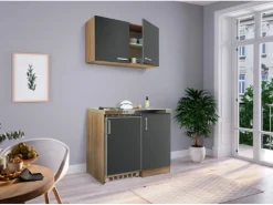 Respekta Single-Küchen|Pantryküchen<Miniküche MK100ESGOS 100 cm -Eiche Sägerau Nachbildung
