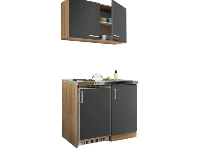 Respekta Single-Küchen|Pantryküchen<Miniküche MK100ESGOS 100 cm -Eiche Sägerau Nachbildung