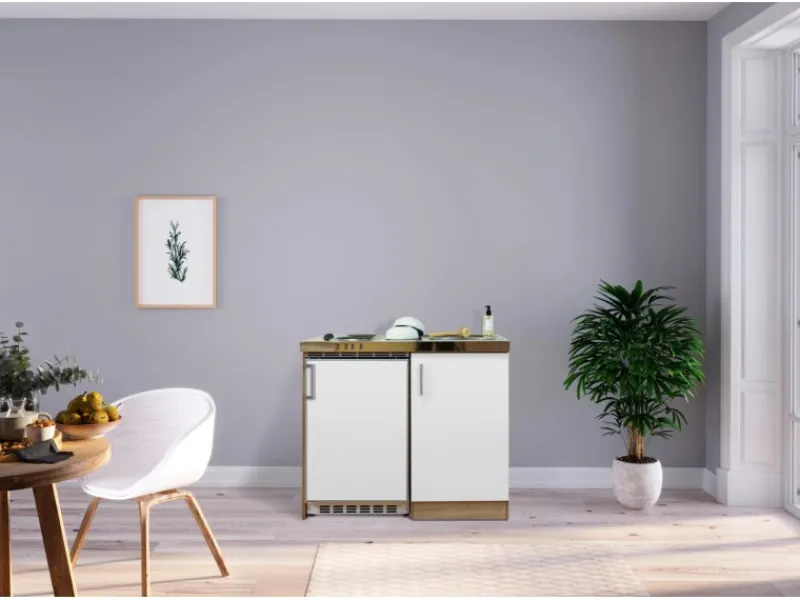 Respekta Miniküche MK100ESW 100 cm -Eiche Sägerau Nachbildung< Single-Küchen|Pantryküchen