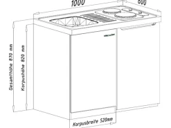 Respekta Miniküche MK100ESW 100 cm -Eiche Sägerau Nachbildung< Single-Küchen|Pantryküchen
