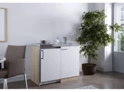 Respekta Miniküche MK100ESWC 100 cm -Eiche Sägerau Nachbildung< Miniküchen|Pantryküchen