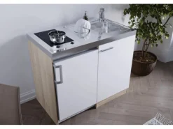 Respekta Miniküche MK100ESWC 100 cm -Eiche Sägerau Nachbildung< Miniküchen|Pantryküchen