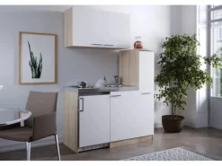Respekta Miniküche MK130ESWOSC 130 cm -Eiche Sägerau Nachbildung< Pantryküchen|Miniküchen