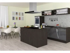 Respekta Premium Inselküche 280 cm -Eiche Grau< Inselhauben|Kücheninseln