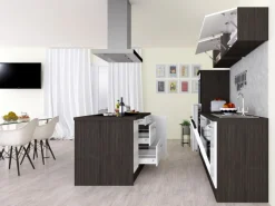 Best Respekta Premium Inselküche 280 cm Weiß Hochglanz-Eiche Grau Hochglanz Weiß
