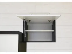 Discount Respekta Premium Inselküche 280 cm -Weiß Schwarz Hochglanz