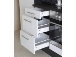 Discount Respekta Premium Inselküche 280 cm -Weiß Schwarz Hochglanz