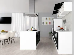 Discount Respekta Premium Inselküche 280 cm -Weiß Schwarz Hochglanz