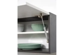Discount Respekta Premium Küchenzeile 210 cm Weiß Hochglanz-Eiche Grau mit 60 l Ofen