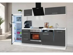 Respekta Premium Kochfelder|Kühlschränke<Küchenzeile 280 cm -Weiß