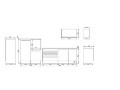 Respekta Premium Küchenzeile 320 cm Grau-Weiß Hochglanz< Kühlschränke|Winkelküchen
