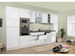 Sale Respekta Premium Küchenzeile GLRP395HWWGKE 395 cm Weiß Hochglanz Hochglanz Weiß