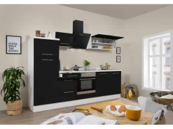 Respekta Premium Kochfelder|Kühlschränke<Küchenzeile 270 cm -Weiß