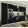 Respekta Premium Küchenzeile Grifflos 385 cm Schwarz Hochglanz-Weiß< Winkelküchen