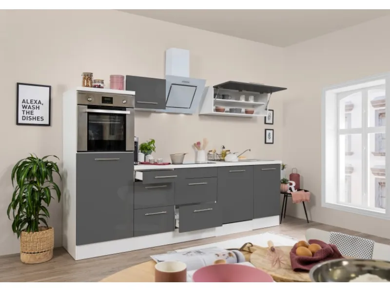 Respekta Premium Kochfelder<Küchenzeile 280 cm Hochbau -Weiß