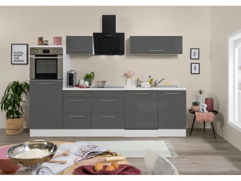 Respekta Premium Kochfelder<Küchenzeile 280 cm Hochbau -Weiß