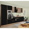 Sale Respekta Premium Küchenzeile GLRP345HESSGKEOES Grifflos 345 cm Schwarz Eiche NB