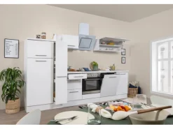 Respekta Premium Kühlschränke<Küchenzeile 310 cm Weiß Hochglanz