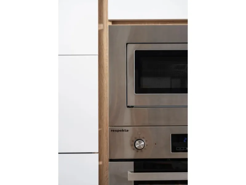 New Respekta Premium Küchenzeile Grifflos 385 cm -Eiche Sägerau Schwarz Hochglanz
