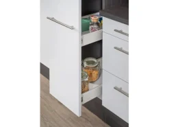 Best Respekta Premium Küchenzeile 310 cm Hochbau -Eiche Grau Grau Hochglanz