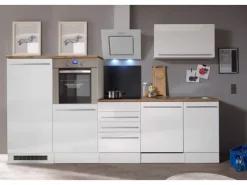 Respekta Premium Winkelküchen|Einbauküchen<Küchenzeile BERP290HWWC 290 cm Weiß Hochglanz