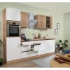 Clearance Respekta Premium Küchenzeile GLRP280HESWOES Grifflos 280 cm Weiß Eiche Säger. NB