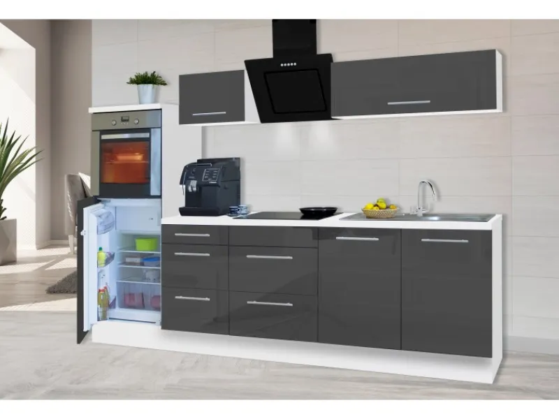 Respekta Premium Kochfelder<Küchenzeile 270 cm Hochbau -Weiß