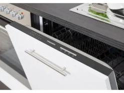 Outlet Respekta Premium Küchenzeile 280 cm Hochbau -Eiche Grau Grau Hochglanz