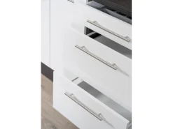 Outlet Respekta Premium Küchenzeile 220 cm Weiß Hochglanz-Eiche Grau Hochglanz Weiß