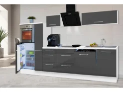 Respekta Premium Küchenzeile 310 cm Hochbau -Weiß< Kühlschränke|Einbauküchen