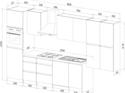 Respekta Kochfelder|Kühlschränke<Premium Küchenzeile GLRP380HESWOES Grifflos 380 cm Weiß Eiche Säger. NB