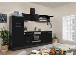 Respekta Premium Kochfelder|Kühlschränke<Küchenzeile 270 cm -Eiche Grau