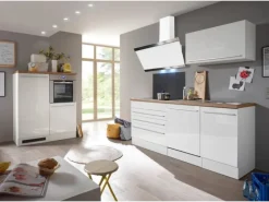 Respekta Premium Küchenzeile 320 cm Weiß Hochglanz< Winkelküchen|Einbauküchen