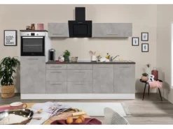 Sale Respekta Premium Küchenzeile Amanda 270 cm Beton-Optik-Weiß