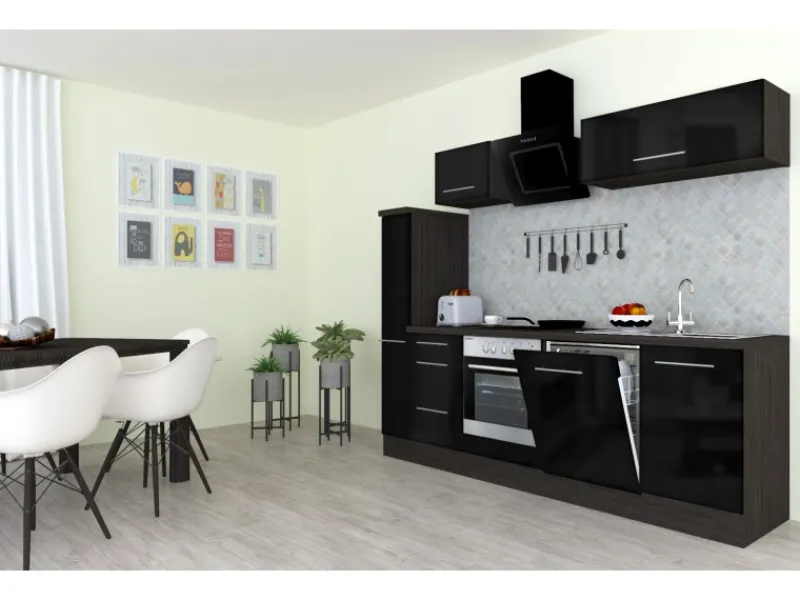 Respekta Premium Küchenzeile 250 cm -Eiche Grau< Einbauküchen