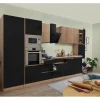 New Respekta Premium Küchenzeile GLRP395HESSGKEOES Grifflos 395 cm Schwarz Eiche NB