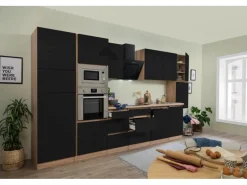 Respekta Premium Küchenzeile Grifflos 395 cm -Eiche Sägerau< Winkelküchen