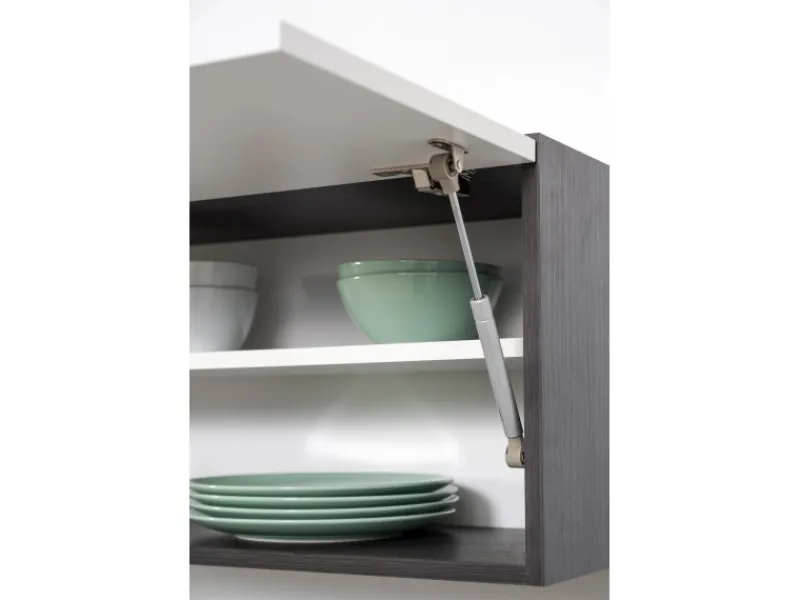 Sale Respekta Premium Küchenzeile 220 cm -Eiche Grau Schwarz Hochglanz