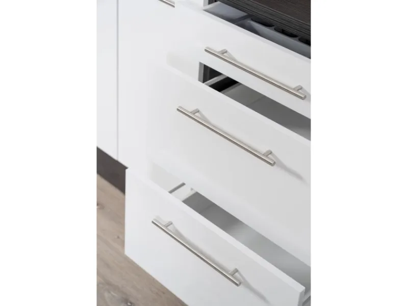 Sale Respekta Premium Küchenzeile 220 cm -Eiche Grau Schwarz Hochglanz