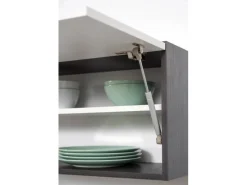 Respekta Premium Kochfelder|Kühlschränke<Küchenzeile 270 cm Hochbau -Eiche Grau